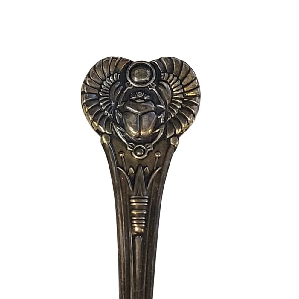 Egyptian Revival Scarab Demitasse Coffee Baby Spoon 4.5